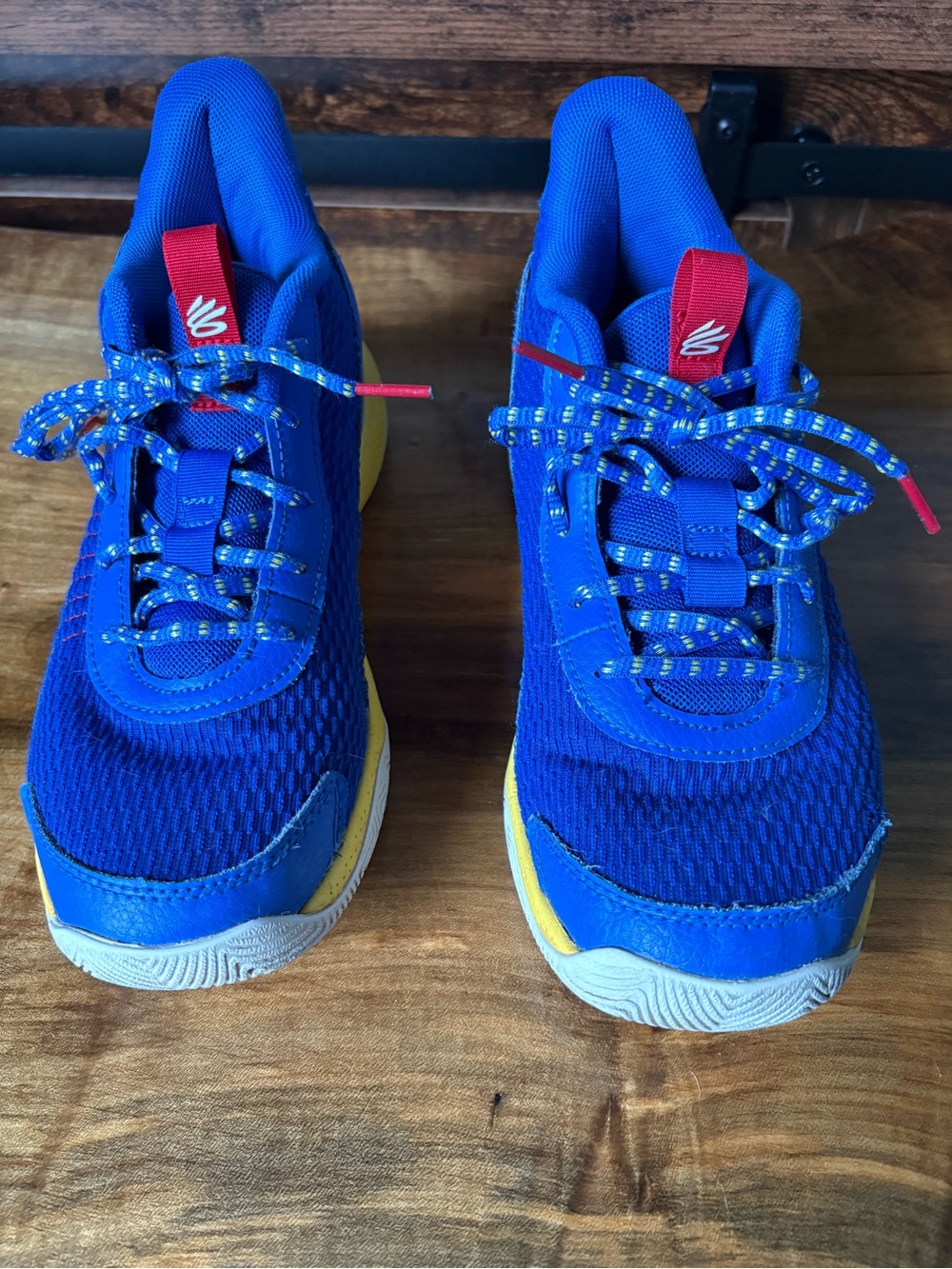 Kids Blue Athletic Sneakers with Yellow Accents - Brand Unknown